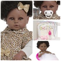 Boneca Reborn Negra 100% Vinil Siliconado Roupa De Oncinha Boneca Reborn Negra 100% Vinil Siliconado Roupa De Oncinha