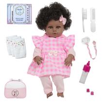 Boneca Reborn Negra Realista Com Bolsa 20 Itens Fofinha Boneca Reborn Negra Realista Com Bolsa 20 Itens Fofinha