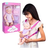 Boneca Reborn Passeio com Canguru de bebê, mamadeira mágica - Pupee