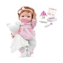 Boneca Reborn Pesadinha Vinil Cheirinho de Bebê Rotina Do Dia Mamadeira E Acessorios.