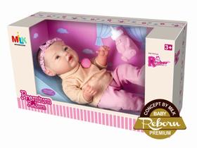 Boneca Reborn Premium Menina Com Mamadeira Ursinho