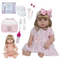 Boneca Reborn Princesa Abigail Vestido Renda Bolsa Itens