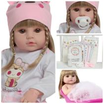 Boneca Reborn Princesa Cabelo Loiro Enxoval 13 Acessórios Boneca Reborn Princesa Cabelo Loiro Enxoval 13 Acessórios