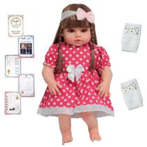 Boneca Reborn Princesa Cabelo Longo Vestido Bolinha Rosa Boneca Reborn Princesa Cabelo Longo Vestido Bolinha Rosa
