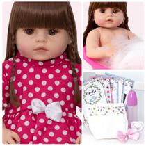 Boneca Reborn Princesa Fofa + 13 Itens Enxoval Boneca Reborn Princesa Fofa + 13 Itens Enxoval