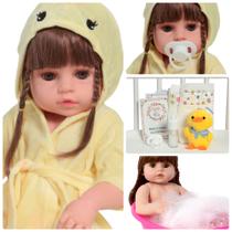 Boneca Reborn Princesa Fofinha Com Saída de Banho + Itens