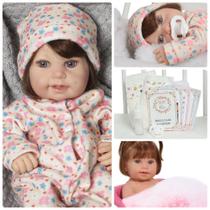 Boneca Reborn Princesa Larinha Fio a Fio Pijama Florido