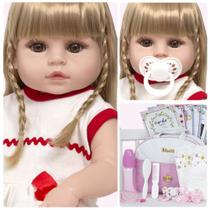 Boneca Reborn Princesa Linda Cabelo Longo + Kit Acessórios