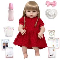 Boneca Reborn Princesa Loira Cabelo Longo Fofa Vários Itens