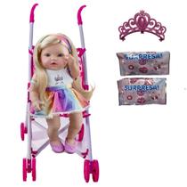 Boneca Reborn Princesa Menina Unicórnio 2 Surpresas Carrinho