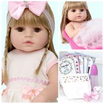 Boneca Reborn Princesa Recem Nascida Silicone + Vários Itens Boneca Reborn Princesa Recem Nascida Silicone + Vários Itens