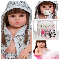 Boneca Reborn Princesa Valentina Roupão Panda 100% Vinil