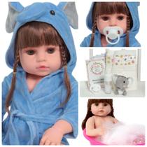 Boneca Reborn Princesa Valentina Saída de Banho Bichinho