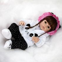 Boneca Reborn Que Fala Enxoval Panda Corpo de Vinil Itens
