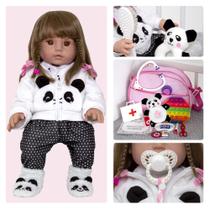 Boneca Reborn Real Realista Baby Panda Luxo Pode dar Banho