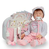 Boneca Reborn Realista 42cm Fio a Fio Enxoval Completo