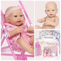 Boneca Reborn Realista Barata Com Carrinho Enxoval Completo