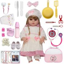 Boneca Reborn Realista Bebê Loira Fofa 52cm Enxoval Completo Boneca Reborn Realista Bebê Loira Fofa 52cm Enxoval Completo