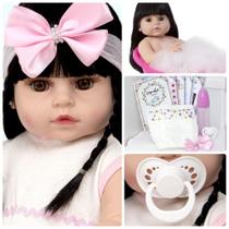 Boneca Reborn Realista Bebê Morena Vinil 52cm com Acessórios Boneca Reborn Realista Bebê Morena Vinil 52cm com Acessórios