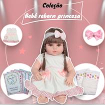 Boneca Reborn Realista Cabelo Castanho Cegonha Reborn Dolls