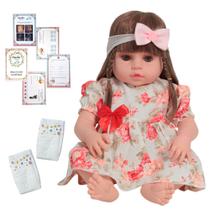 Boneca Reborn Realista Cabelo Castanho Recém Nascida Boneca Reborn Realista Cabelo Castanho Recém Nascida