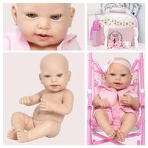 Boneca Reborn Realista Carequinha Fofa + Carrinho Infantil Boneca Reborn Realista Carequinha Fofa + Carrinho Infantil