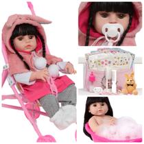 Boneca Reborn Realista Carrinho Enxoval Coelhinha Completo Boneca Reborn Realista Carrinho Enxoval Coelhinha Completo