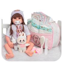 Boneca Reborn Realista Corpo Silicone Com Bolsa Acessórios