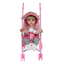 Boneca Reborn Realista Enxoval Coelhinha Com Carrinho Rosa