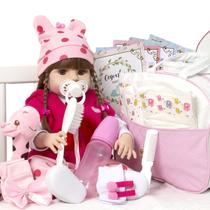 Boneca Reborn Realista Girafinha Corpo Silicone + Acessórios