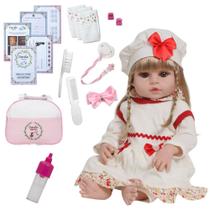 Boneca Reborn Realista Loira Completa Kit 20 Acessórios