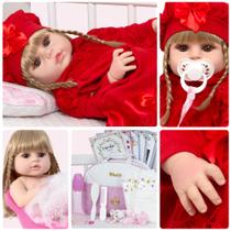 Boneca Reborn Realista Loira Enxoval Completo Bolsa Itens Boneca Reborn Realista Loira Enxoval Completo Bolsa Itens