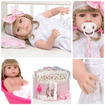 Boneca Reborn Realista Loira Enxoval Completo Vários Itens Boneca Reborn Realista Loira Enxoval Completo Vários Itens