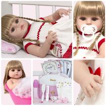 Boneca Reborn Realista Loira Fofa Enxoval Completo Bolsa