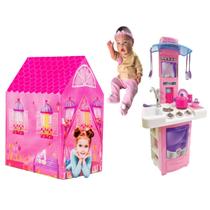 Boneca Reborn Realista Menina + Big Cozinha + Barraca Rosa
