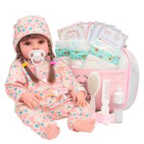 Boneca Reborn Realista Menina Corpo Silicone Bolsa Itens