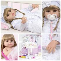 Boneca Reborn Realista Menina Loira Com Bolsa 24 Itens Luxo Boneca Reborn Realista Menina Loira Com Bolsa 24 Itens Luxo