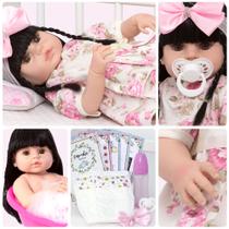 Boneca Reborn Realista Menina Morena Princesa Com 13 Itens Boneca Reborn Realista Menina Morena Princesa Com 13 Itens