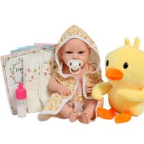 Boneca Reborn Realista Menina Recém Nascida Roupão Patinho Boneca Reborn Realista Menina Recém Nascida Roupão Patinho