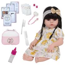 Boneca Reborn Realista Morena Linda Enxoval Completo 46cm