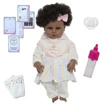 Boneca Reborn Realista Negra Corpo de Vinil Pode Molhar