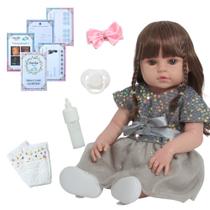 Boneca Reborn Realista Princesa Cabelos Castanhos 13 Itens Boneca Reborn Realista Princesa Cabelos Castanhos 13 Itens