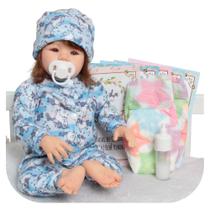 Boneca Reborn Realista Silicone Fio a Fio Pijama Unicórnio