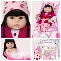 Boneca Reborn Realista Silicone Girafinha + 23 Acessórios
