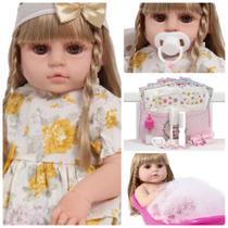 Boneca Reborn Realista Valentina Corpo de Vinil Pode Molhar