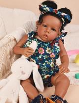 Boneca Reborn Rebornova Black Girl afro-americana 50cm