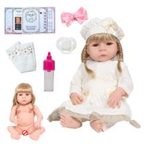 Boneca Reborn Recém Nascida Corpo de Vinil + Kit 13 Itens Boneca Reborn Recém Nascida Corpo de Vinil + Kit 13 Itens