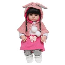 Boneca Reborn Recém Nascida Enxoval Coelhinho Pode Dar Banho