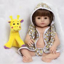 Boneca Reborn Recém Nascida Fofa Roupão Pelúcia Vários Itens