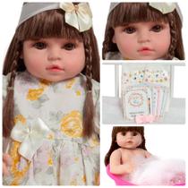Boneca Reborn Recém Nascida Fofinha 46cm Pode Dar Banho